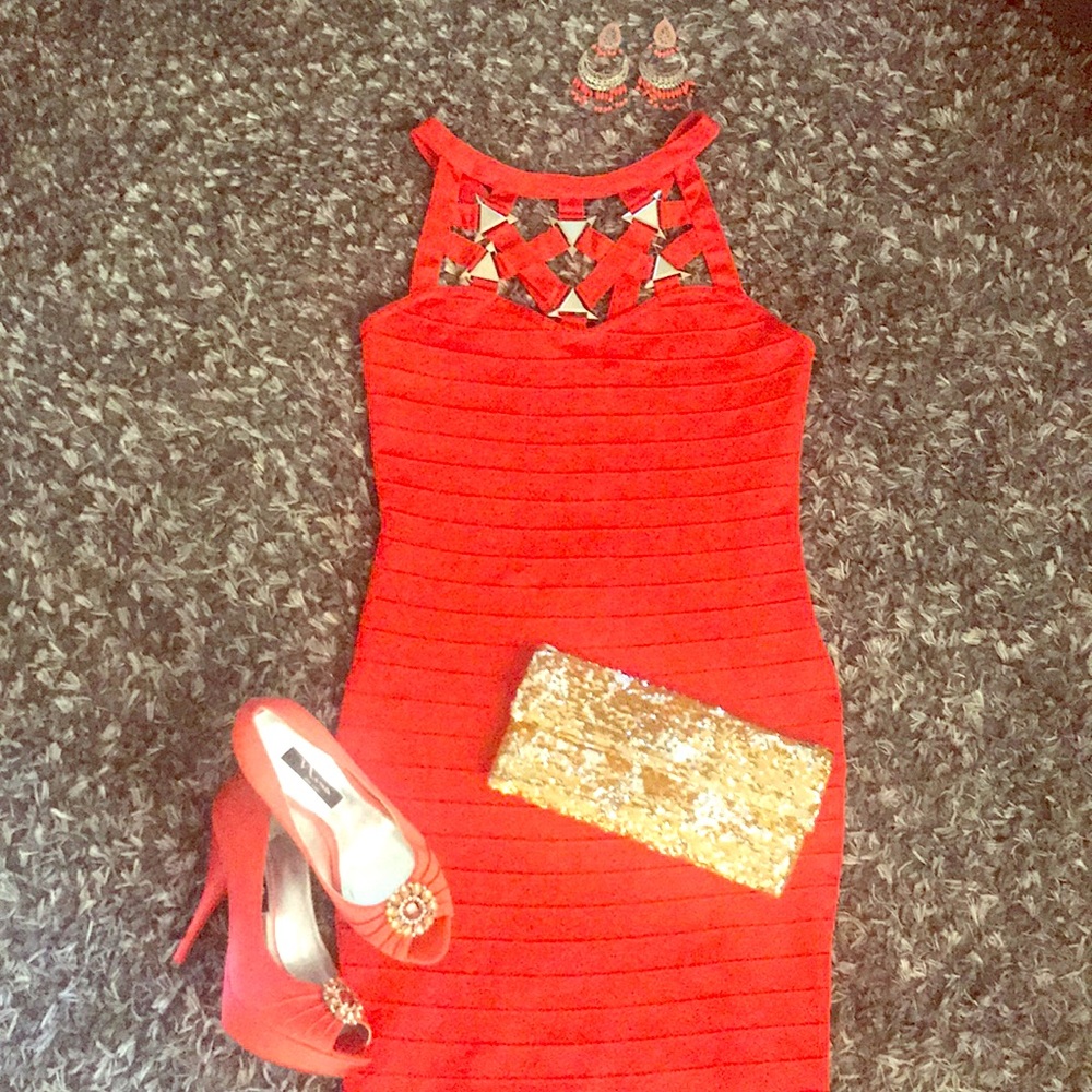 Orange Bodycon Dress Medium